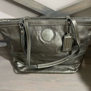 Vintage silver Coach purse